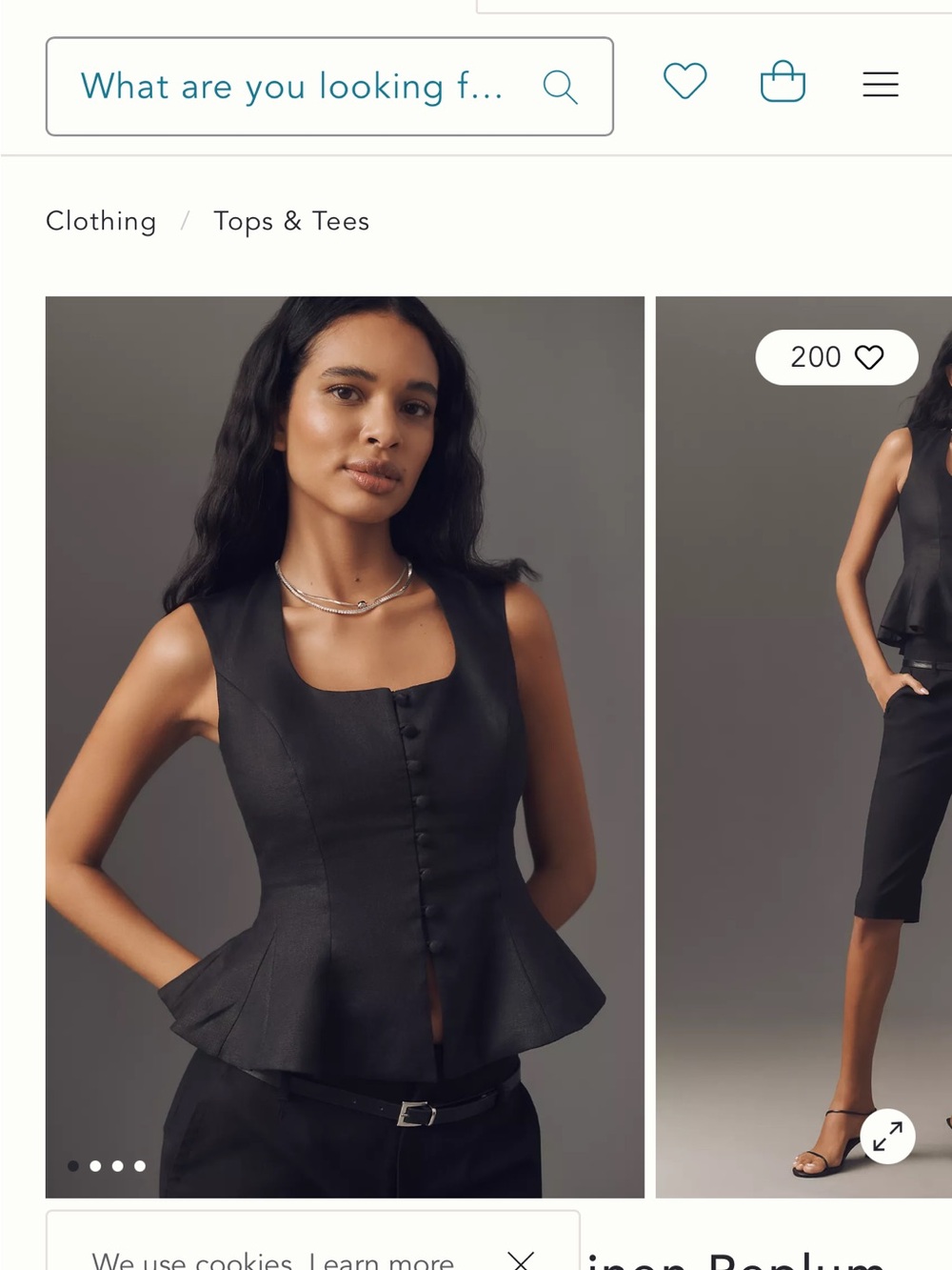 Anthropologie Sleeveless Black Peplum Button-Front Top